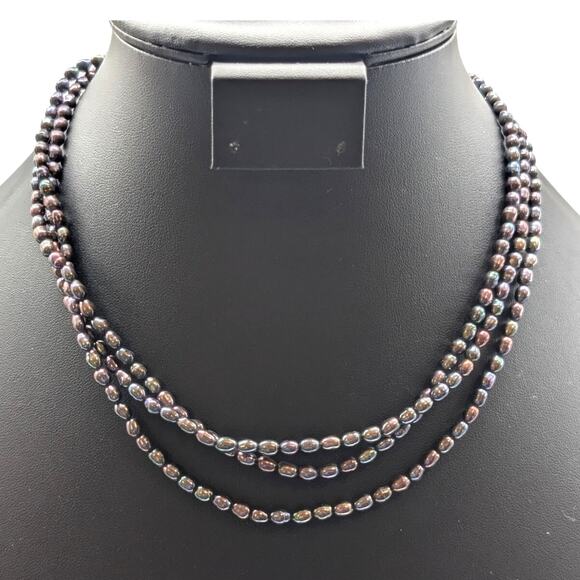 VTG Tahitian South Sea Baroque Pearl Triple Strand 925 Sterling Clasp Necklace - Picture 9 of 11